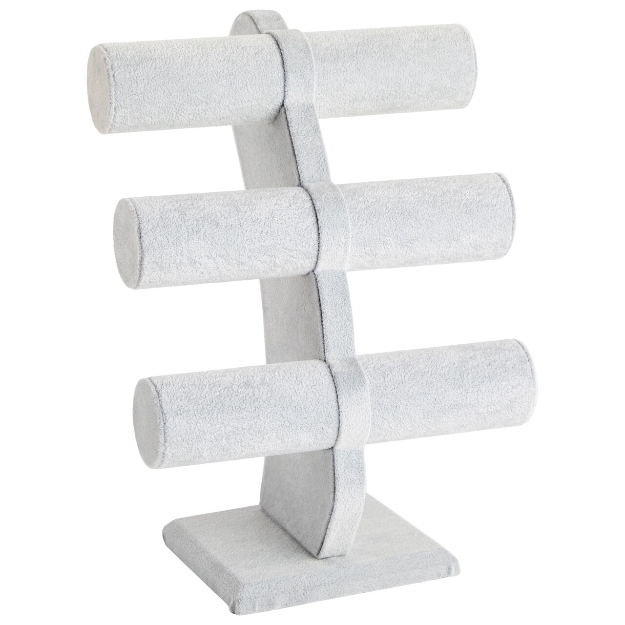 Velvet 3-Tier Jewelry Holder for Necklaces and Bracelets - Organizer Tower and Display for Selling (Gray)